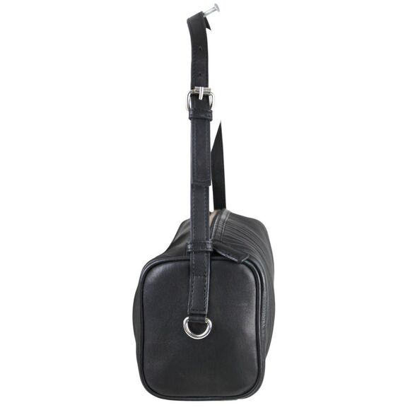 Topshop BLACK GENUINE LEATHER RUFFLE ZIP TOP HOBO SHOULDER BAG HANDBAG PURSE - Picture 2 of 14